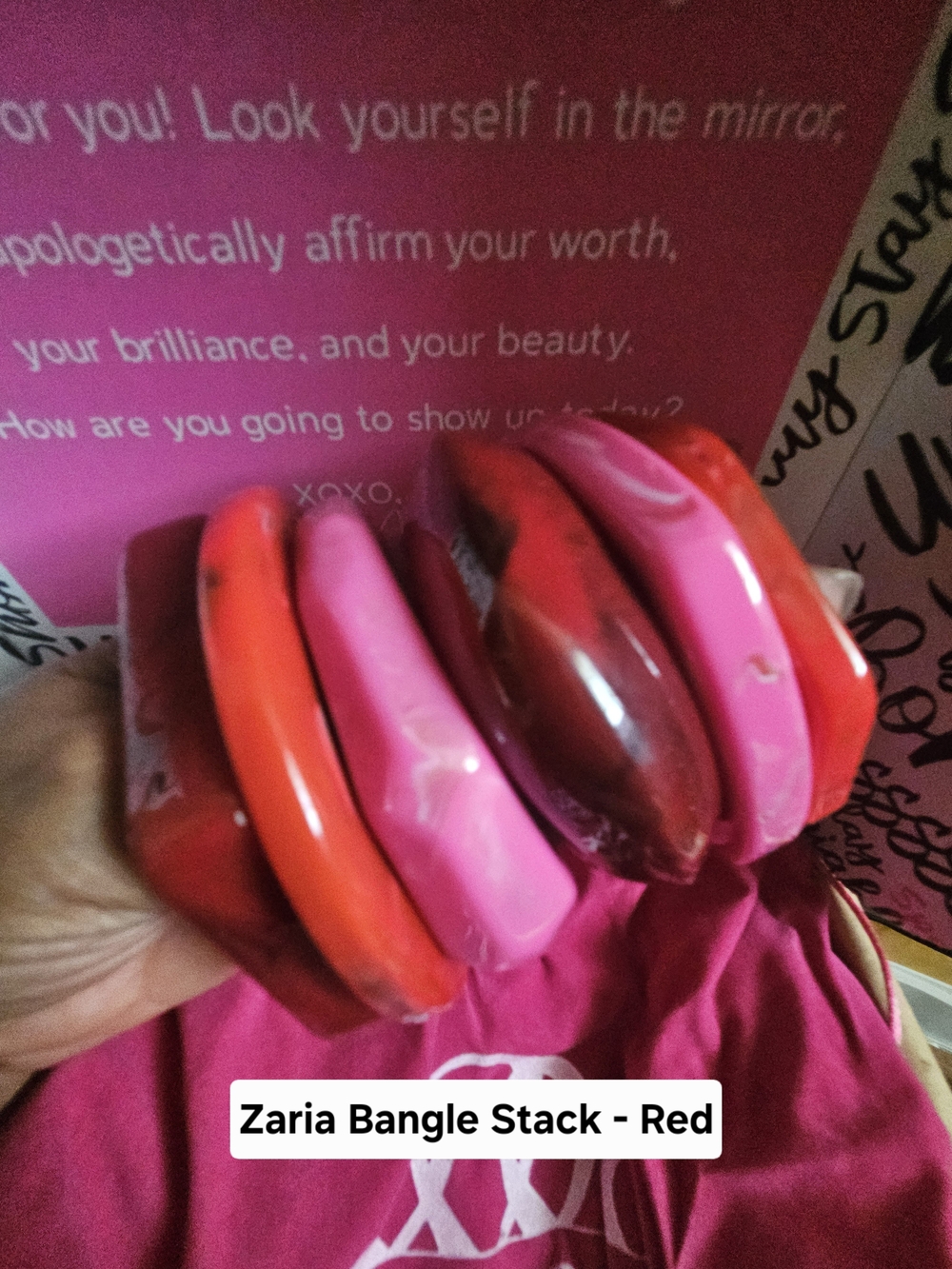 Sassy Jones - Zaria Bangle Stack - Pink & Red
